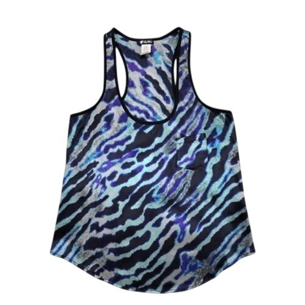 Lily White Blue Metallic Racerback Tank Top Size Small